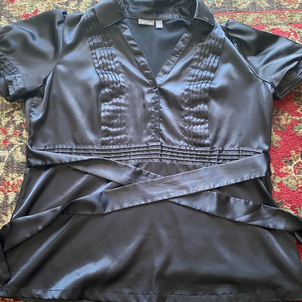Satin Black tie shirt